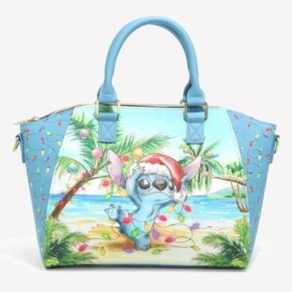 Loungefly Handbags - Loungefly Disney Lilo & Stitch Satchel Christmas Lights Island Purse Bag